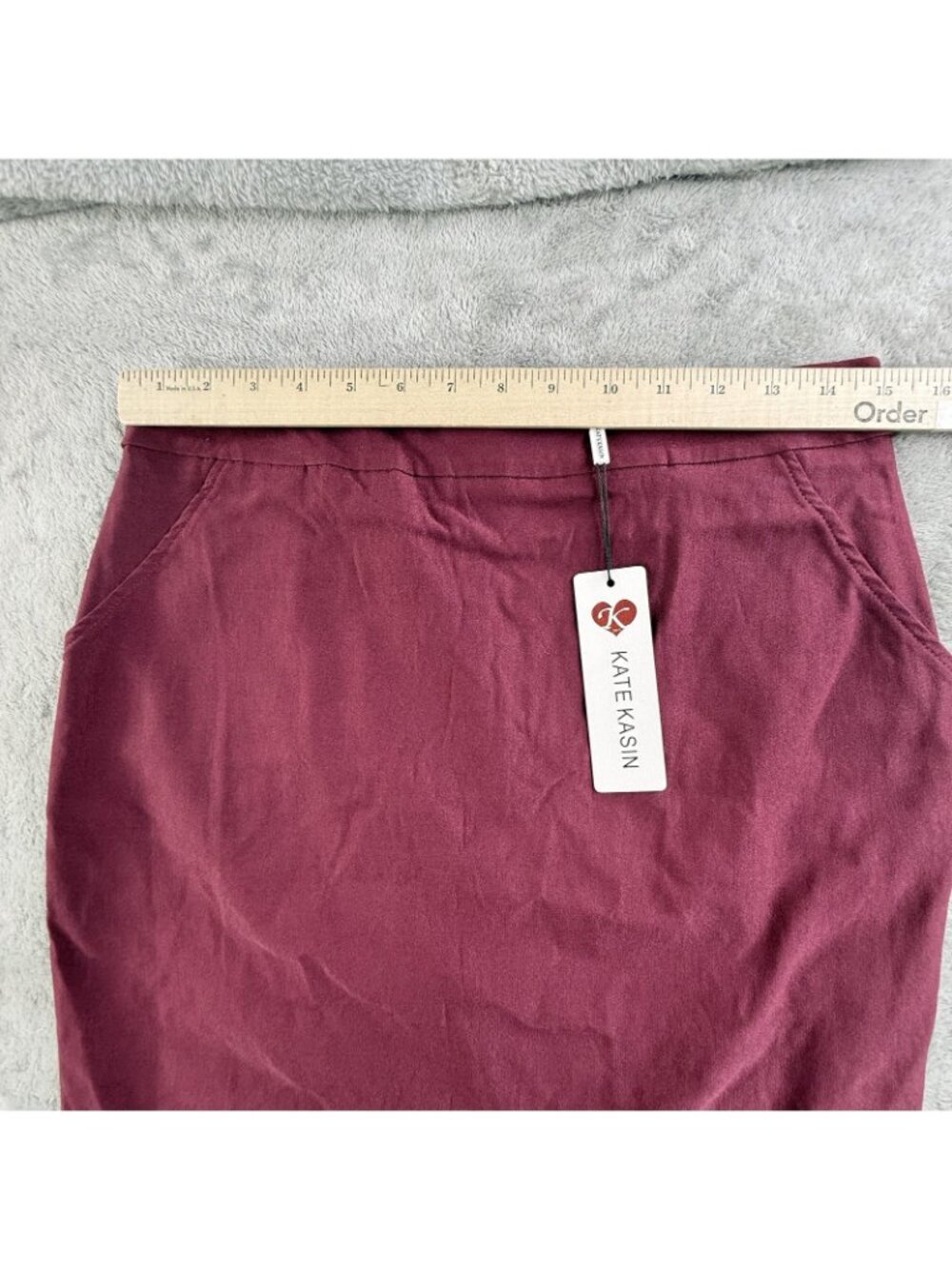 Kate Kasin Skirt Womens Large Red Pencil Stretch Knee Length Pockets Work Office - Picture 11 of 16